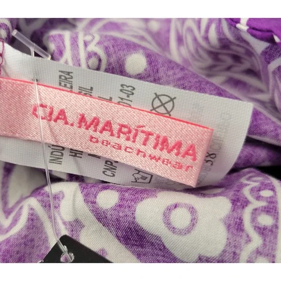 Boho Purple Pasiley Maxi Cover Skirt Womens Small Tiered Flowy Beachwear New - Picture 5 of 13